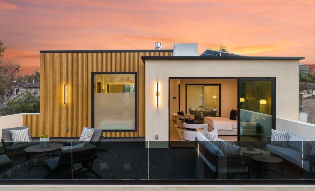 Image illustrating futuristic ADU concepts with sustainable features and integrated technology