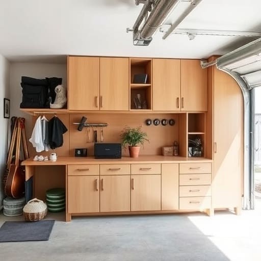 Incorporate functional built-in storage built in a former garage
